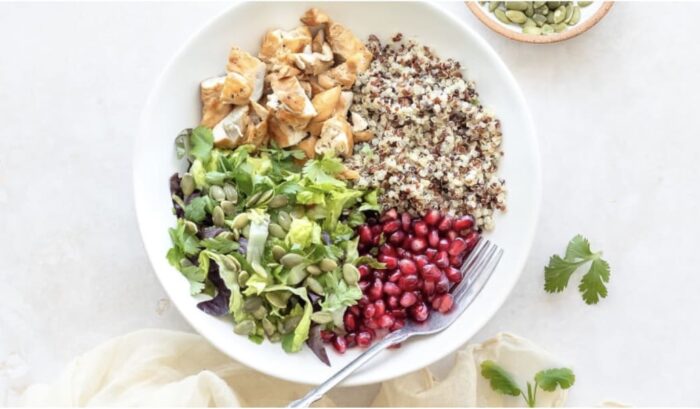 Summer recipes when you’re on weight loss drugs: chicken, pomegranate & quinoa bowl