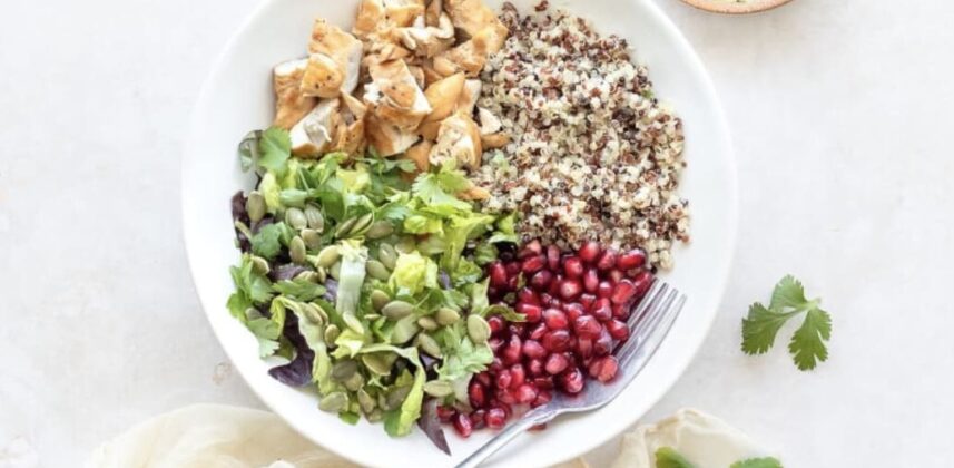 Summer recipes when you’re on weight loss drugs: chicken, pomegranate & quinoa bowl